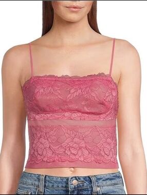 NWT FreePeople Intimately DoubleDate Embroidered Mesh Crop Camisole Ginger SizeM